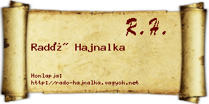 Radó Hajnalka névjegykártya